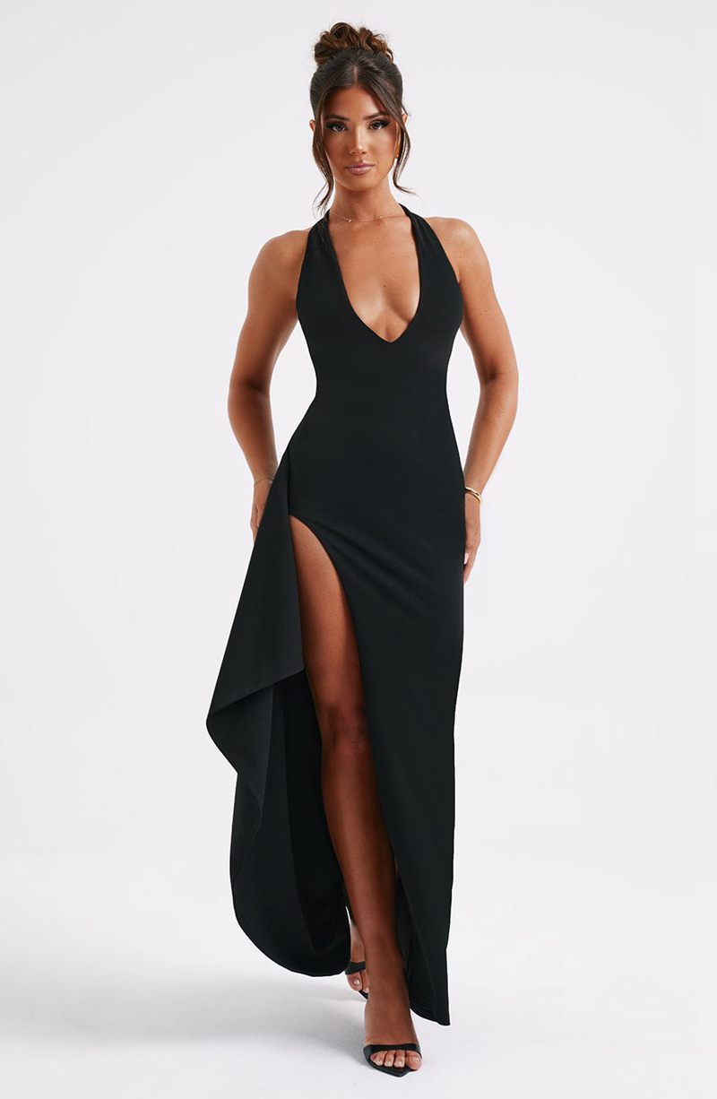 Babyboo Luella Maxi Dress Black USA | 246-YQPTLH