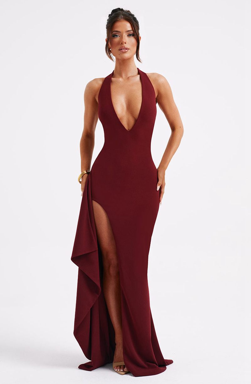 Babyboo Luella Maxi Dress Burgundy USA | 240-LCSDJY