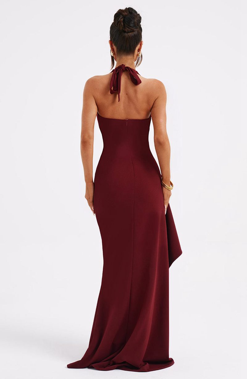 Babyboo Luella Maxi Dress Burgundy USA | 240-LCSDJY