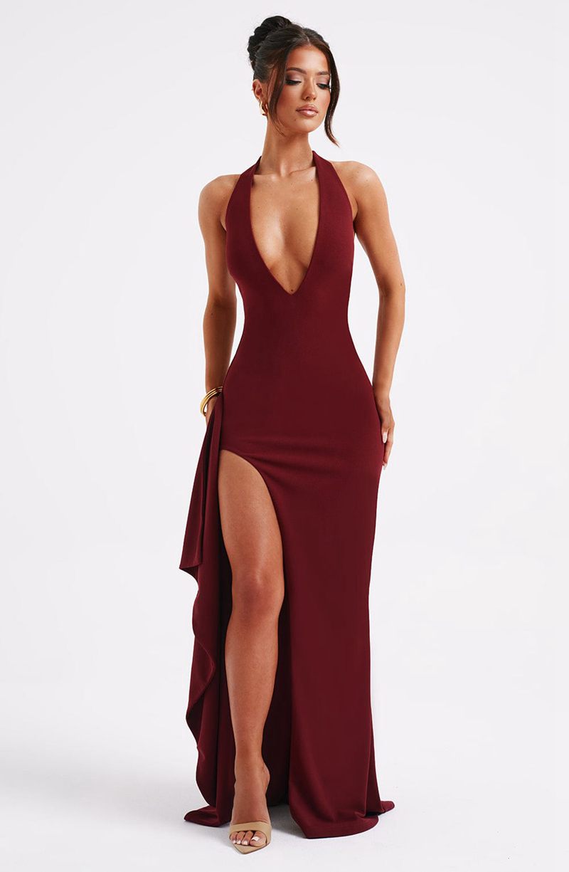 Babyboo Luella Maxi Dress Burgundy USA | 240-LCSDJY