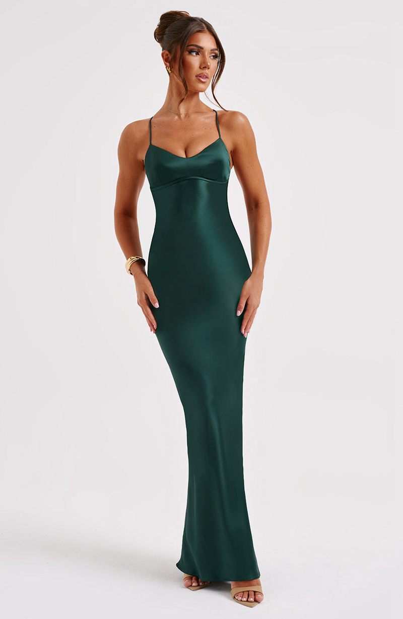 Babyboo Malika Maxi Dress Emerald USA | 082-CNEGFP