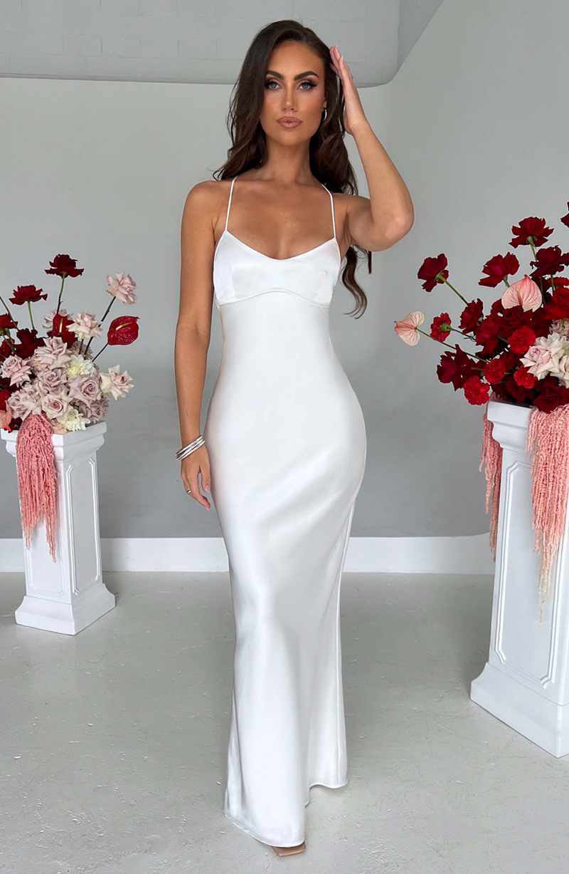 Babyboo Malika Maxi Dress White USA | 248-USARKZ