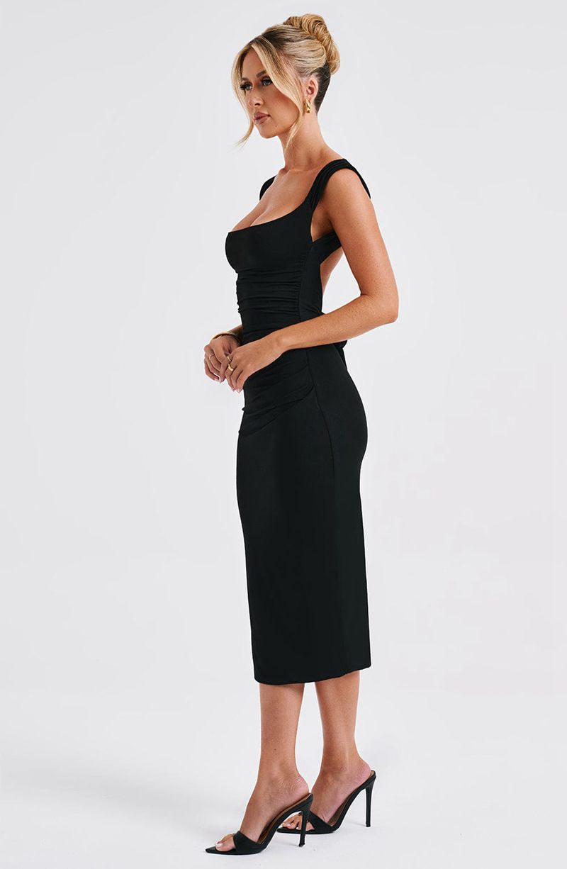 Babyboo Malina Midi Dress Black USA | 516-IHCYLU