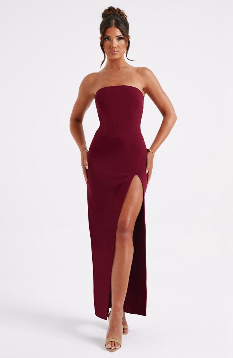 Babyboo Marcia Maxi Dress Burgundy USA | 431-HSBWZN