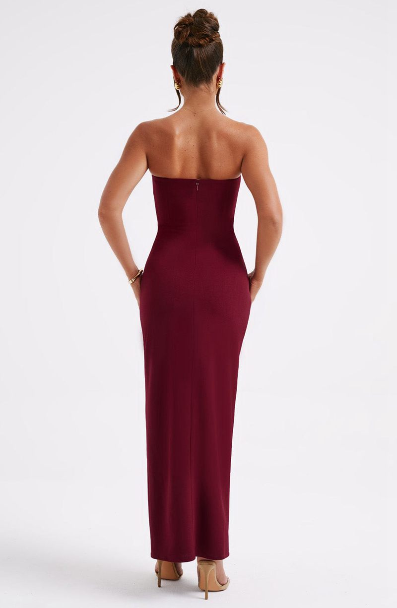 Babyboo Marcia Maxi Dress Burgundy USA | 431-HSBWZN