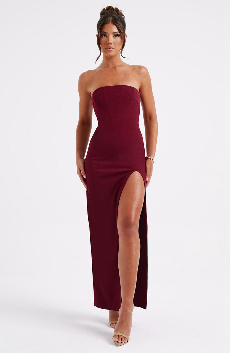 Babyboo Marcia Maxi Dress Burgundy USA | 431-HSBWZN