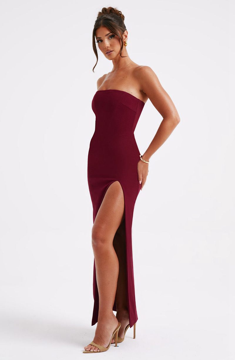 Babyboo Marcia Maxi Dress Burgundy USA | 431-HSBWZN