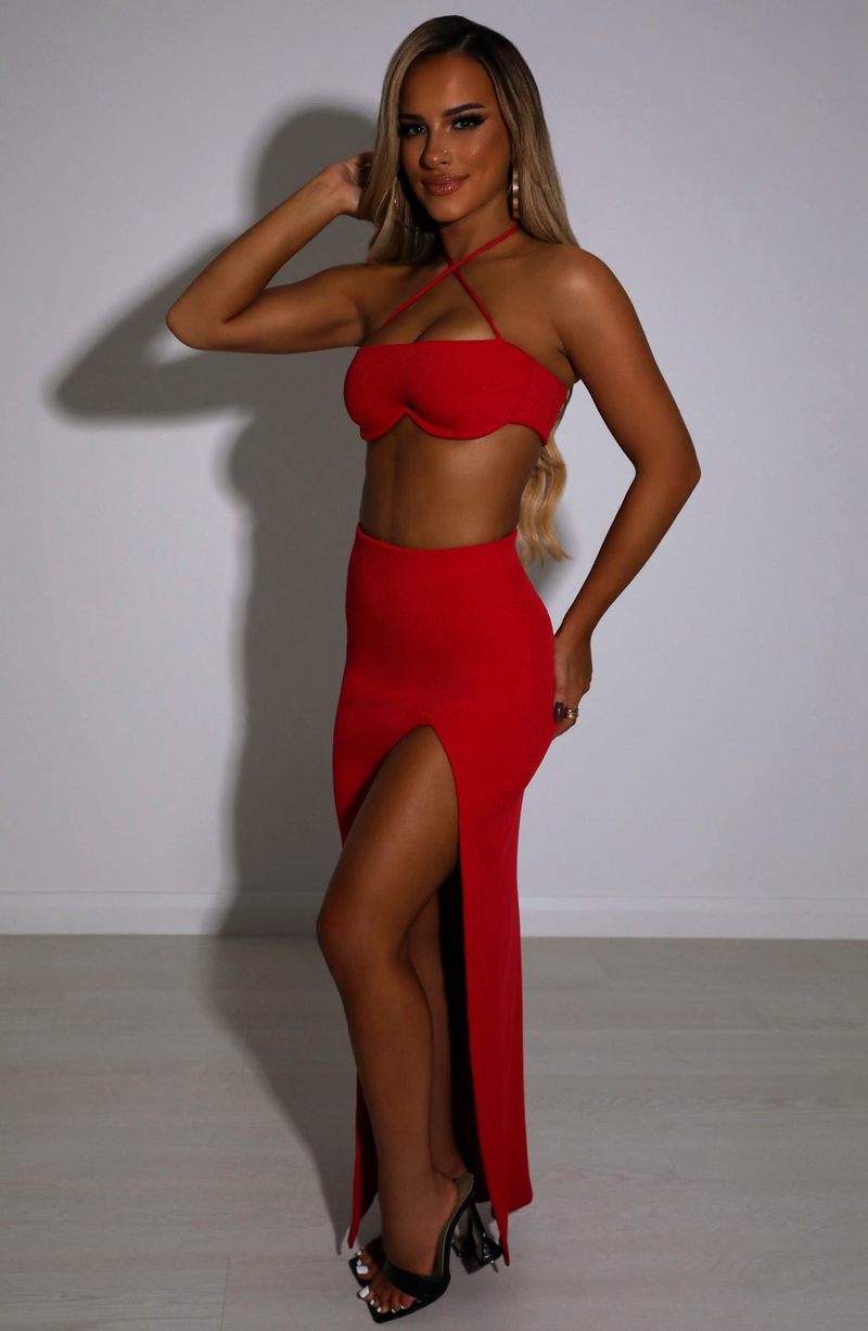 Babyboo Mariana Maxi Skirt Red USA | 829-ZLORAJ