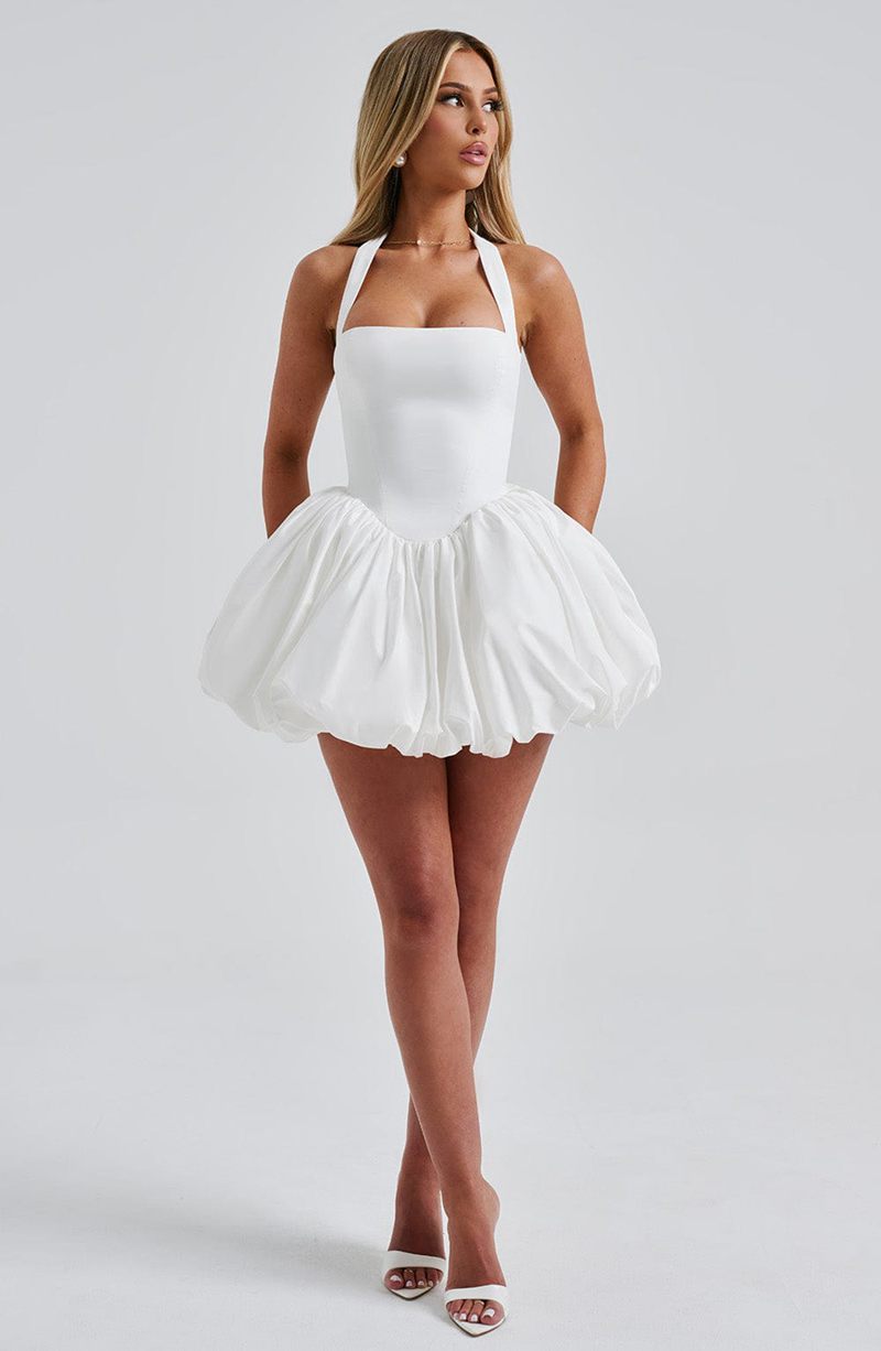 Babyboo Maricia Mini Dress White USA | 864-MIRPCW