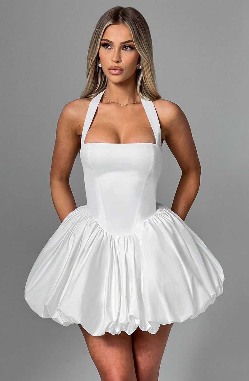 Babyboo Maricia Mini Dress White USA | 864-MIRPCW