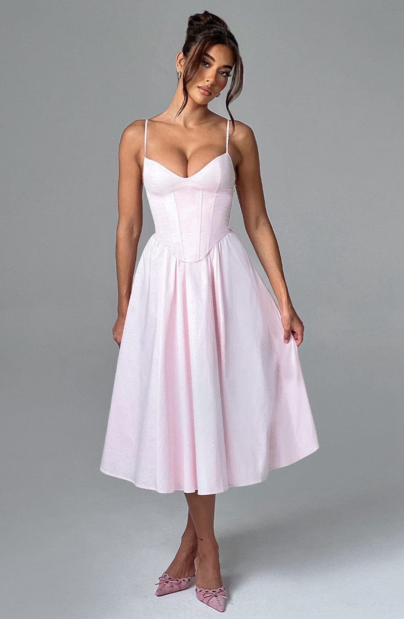 Babyboo Mariella Midi Dress Blush USA | 936-JFNSXM