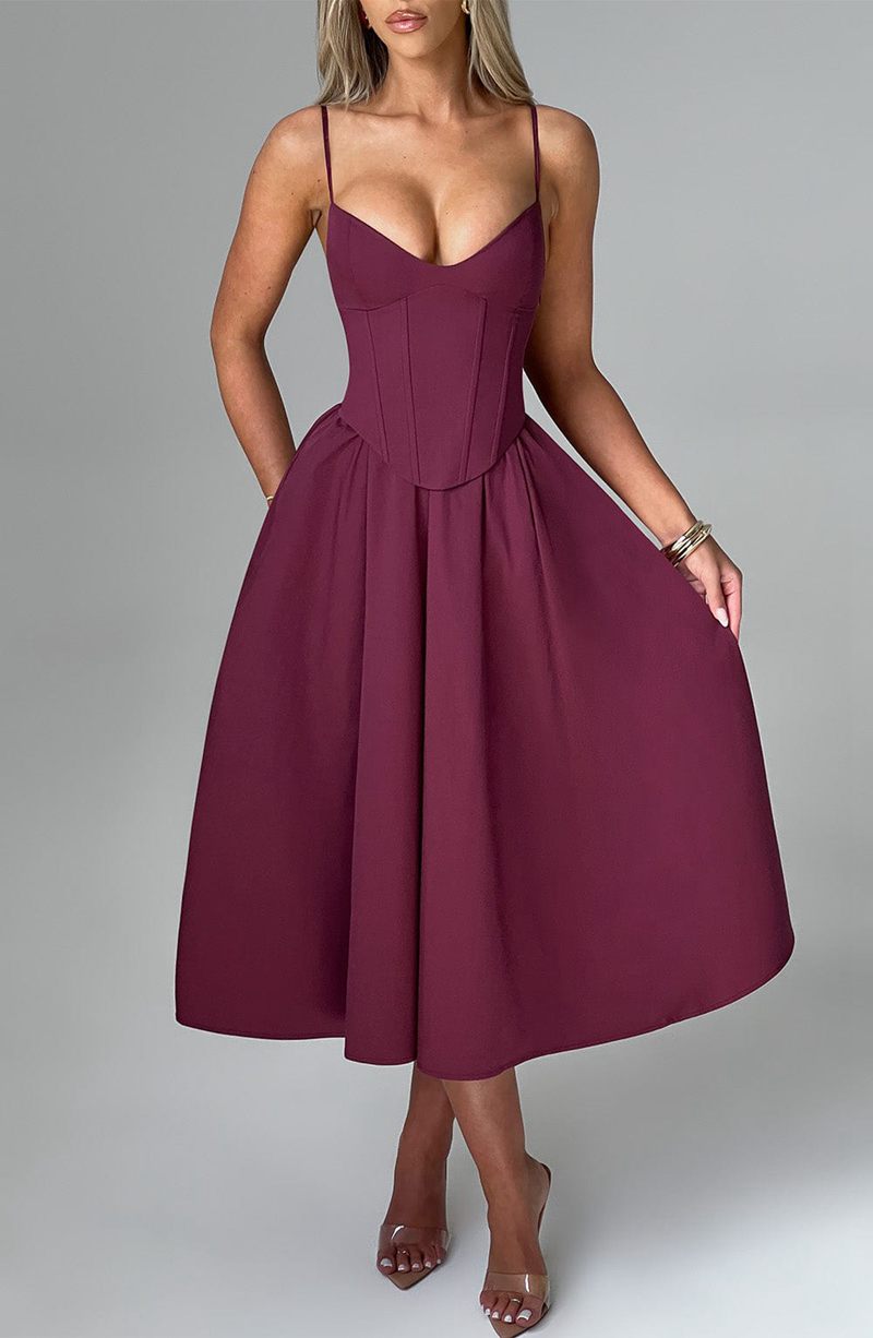 Babyboo Mariella Midi Dress Cherry Lacquer USA | 196-QSUBWH