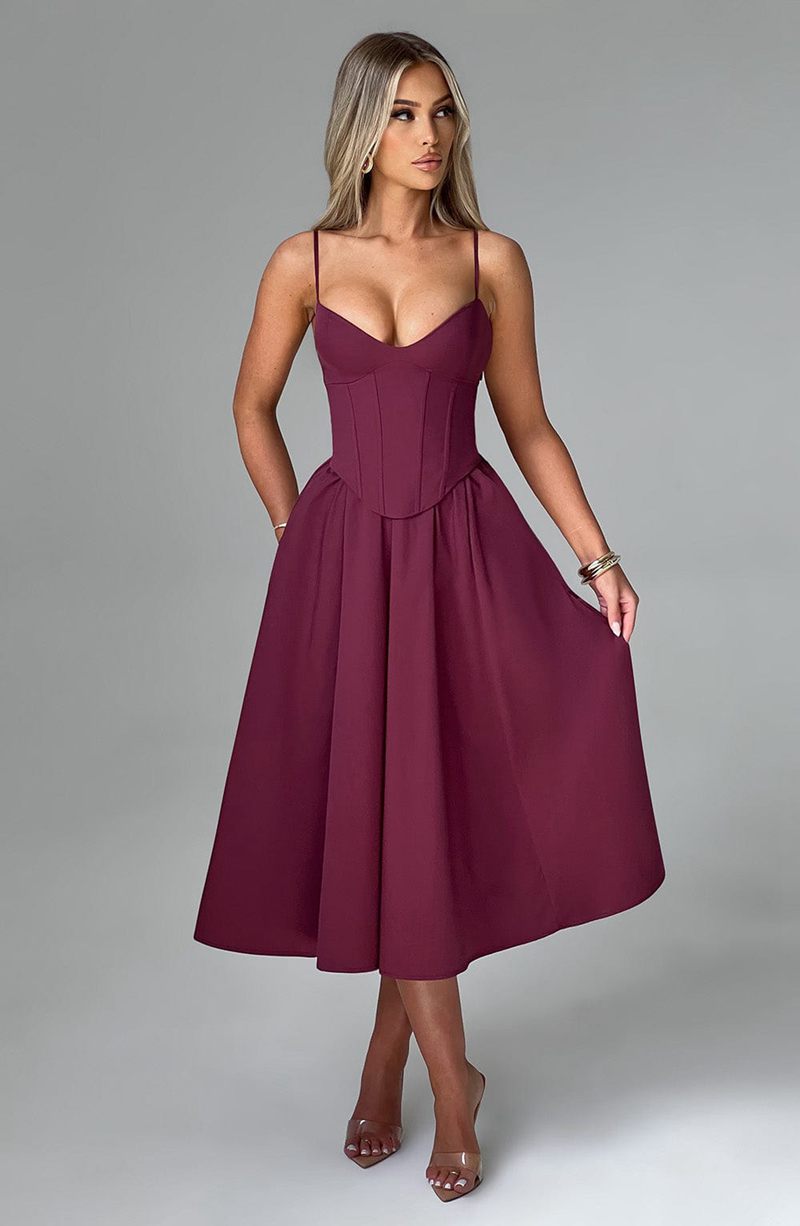 Babyboo Mariella Midi Dress Cherry Lacquer USA | 196-QSUBWH