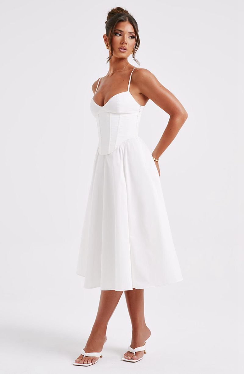 Babyboo Mariella Midi Dress White USA | 685-EHGMAS