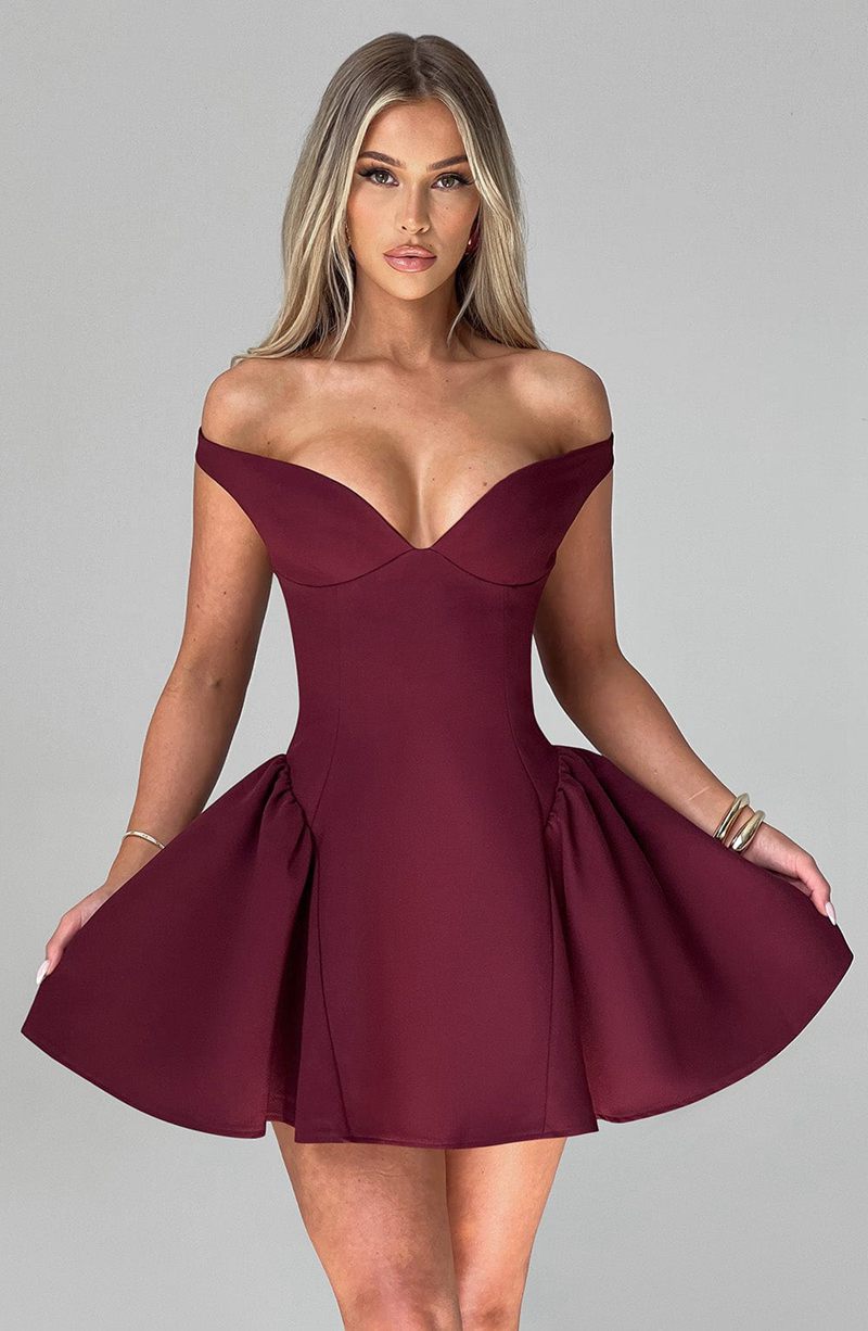 Babyboo Marla Mini Dress Cherry Lacquer USA | 893-QYFGLE