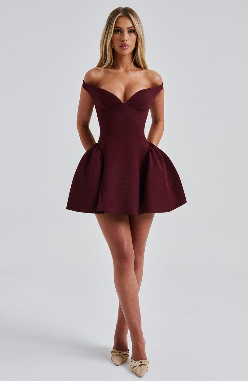 Babyboo Marla Mini Dress Cherry Lacquer USA | 893-QYFGLE