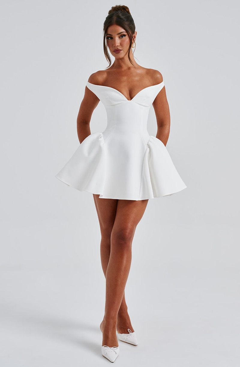 Babyboo Marla Mini Dress White USA | 193-LPBAKW