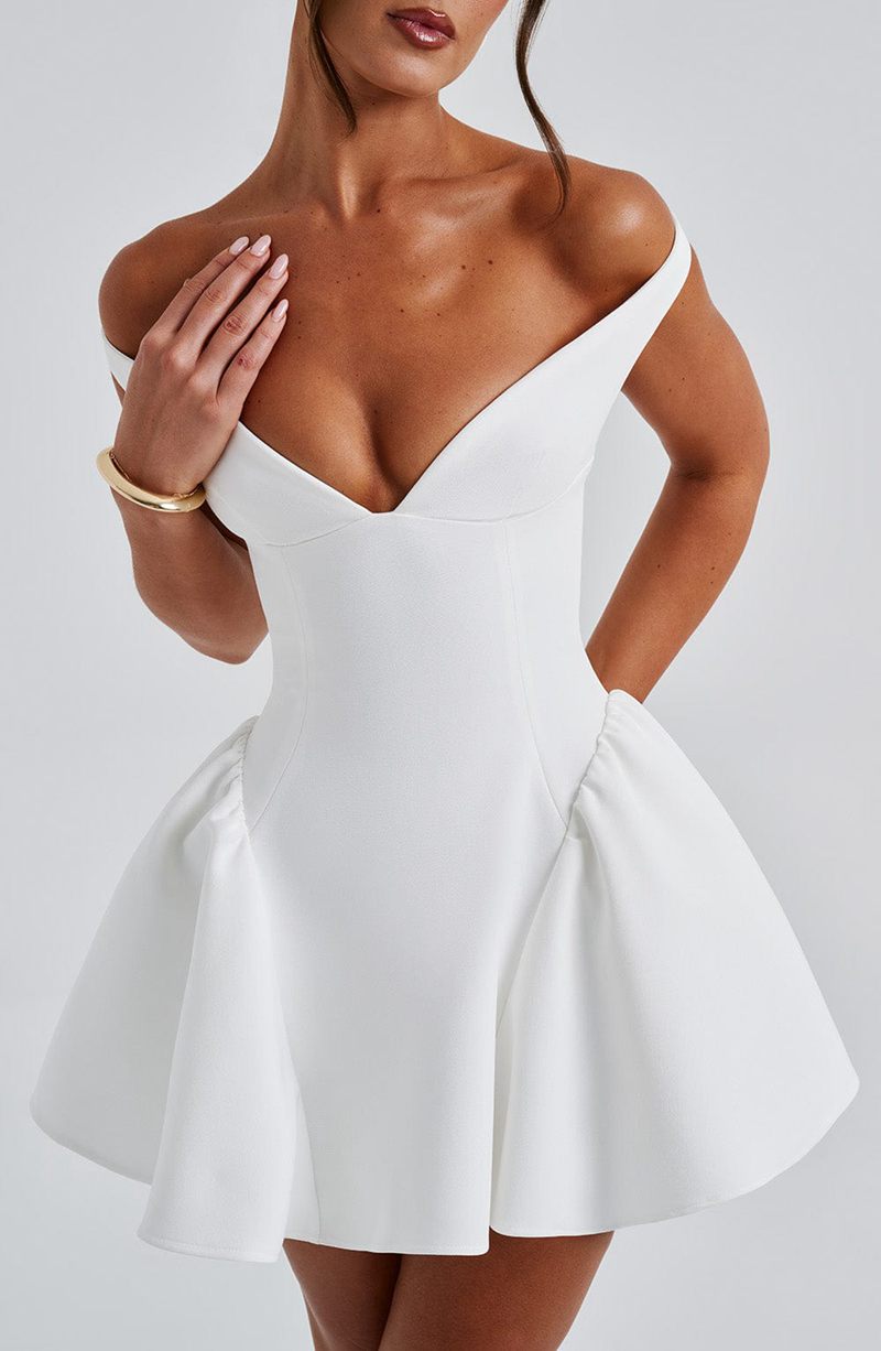 Babyboo Marla Mini Dress White USA | 193-LPBAKW