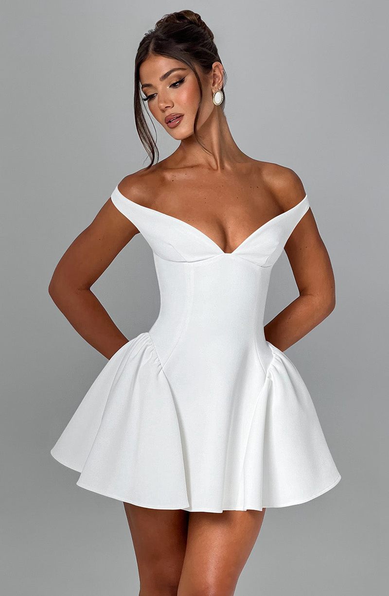 Babyboo Marla Mini Dress White USA | 193-LPBAKW