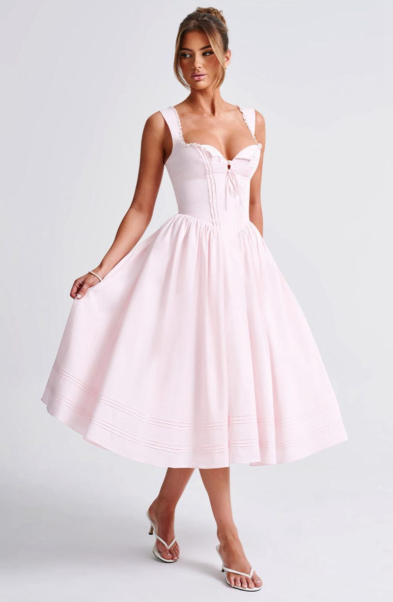 Babyboo Marlena Midi Dress Blush USA | 894-GTXNQL