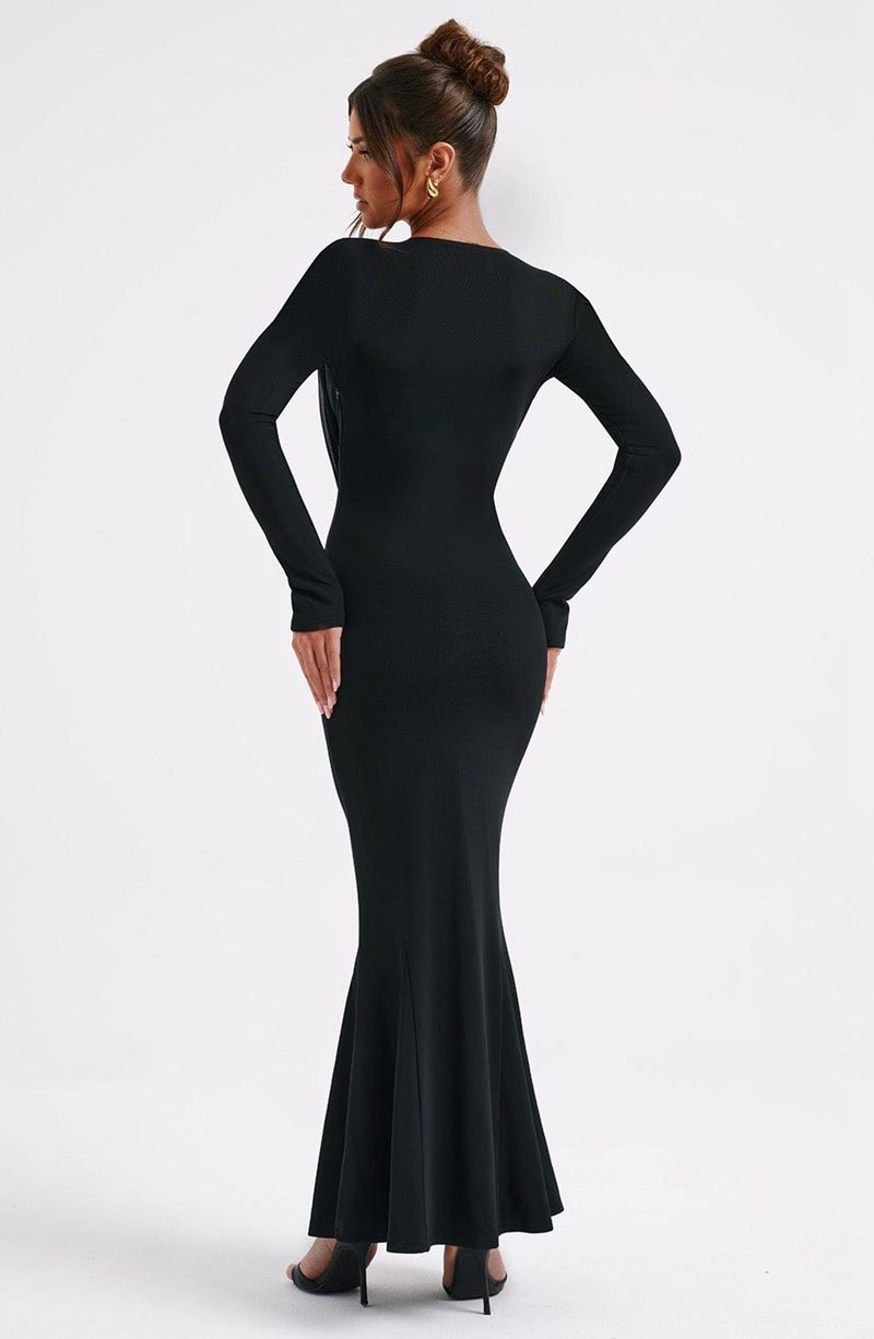 Babyboo Martina Maxi Dress Black USA | 269-UHWBYR