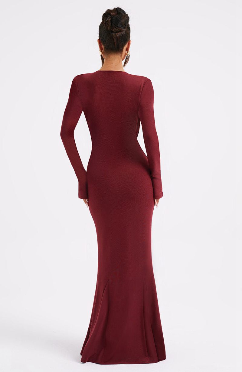 Babyboo Martina Maxi Dress Burgundy USA | 862-FBRQES