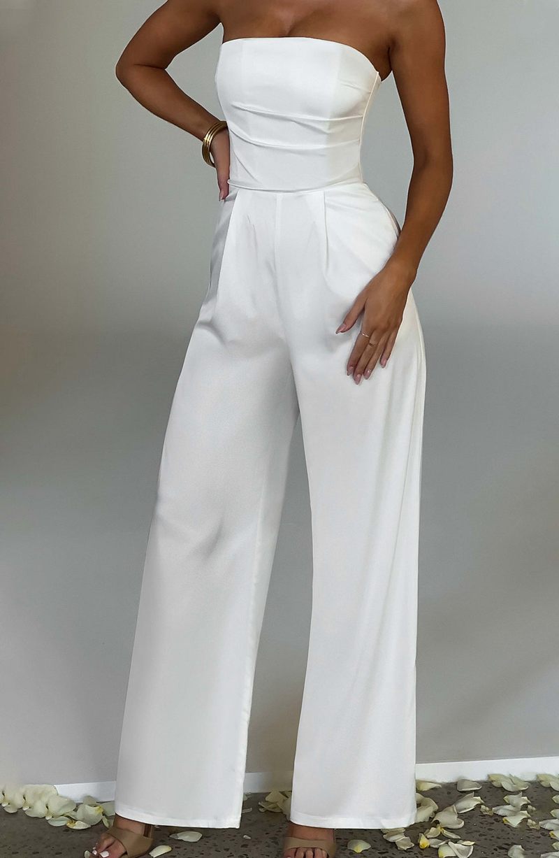 Babyboo Martinez Jumpsuit White USA | 936-ZFMOJD