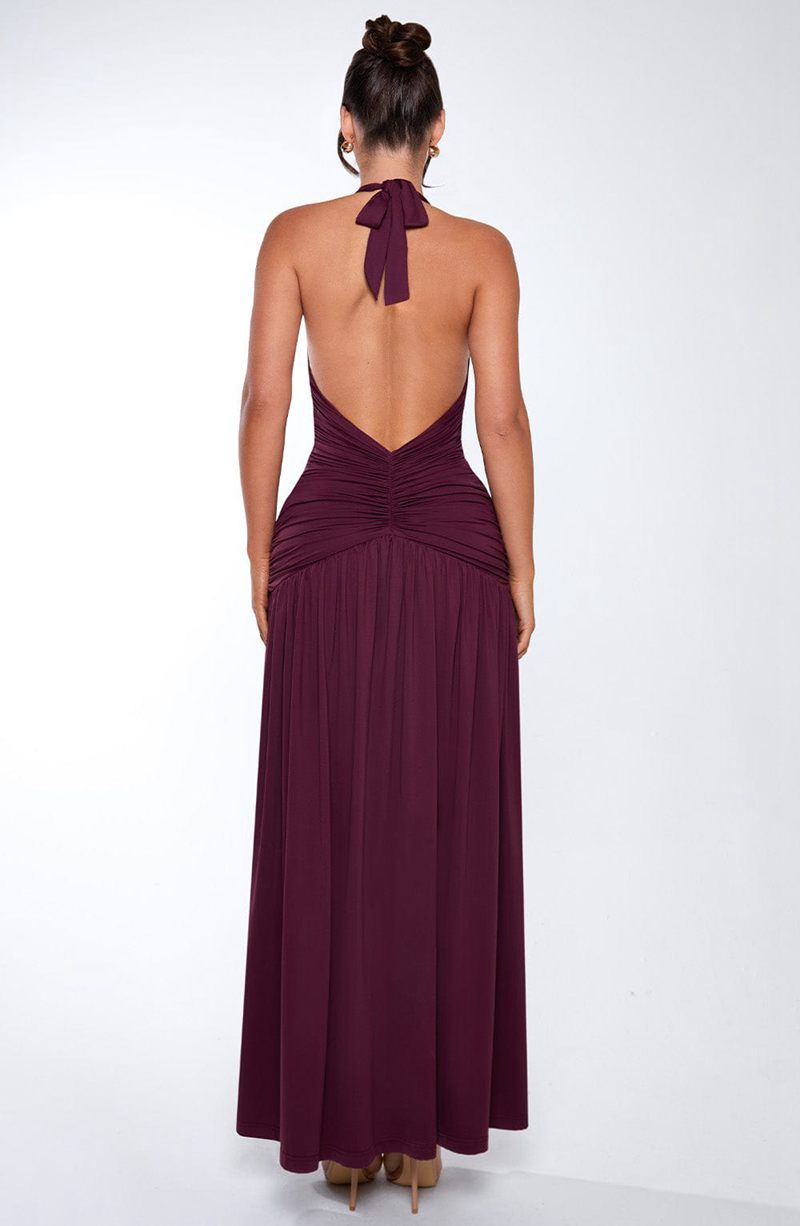 Babyboo Melania Maxi Dress Cherry Lacquer USA | 578-BPCMDT