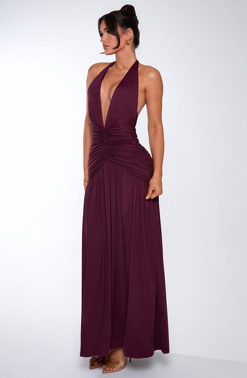 Babyboo Melania Maxi Dress Cherry Lacquer USA | 578-BPCMDT