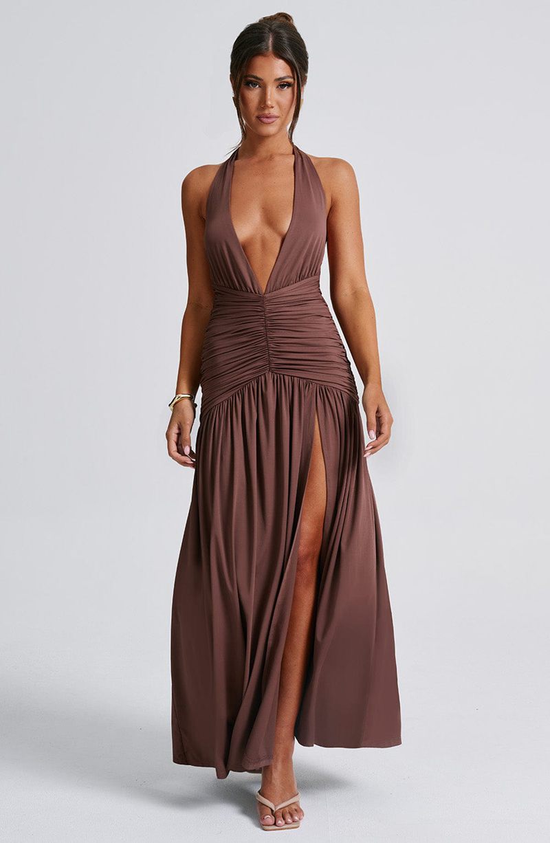 Babyboo Melania Maxi Dress Chocolate USA | 593-OLADZK