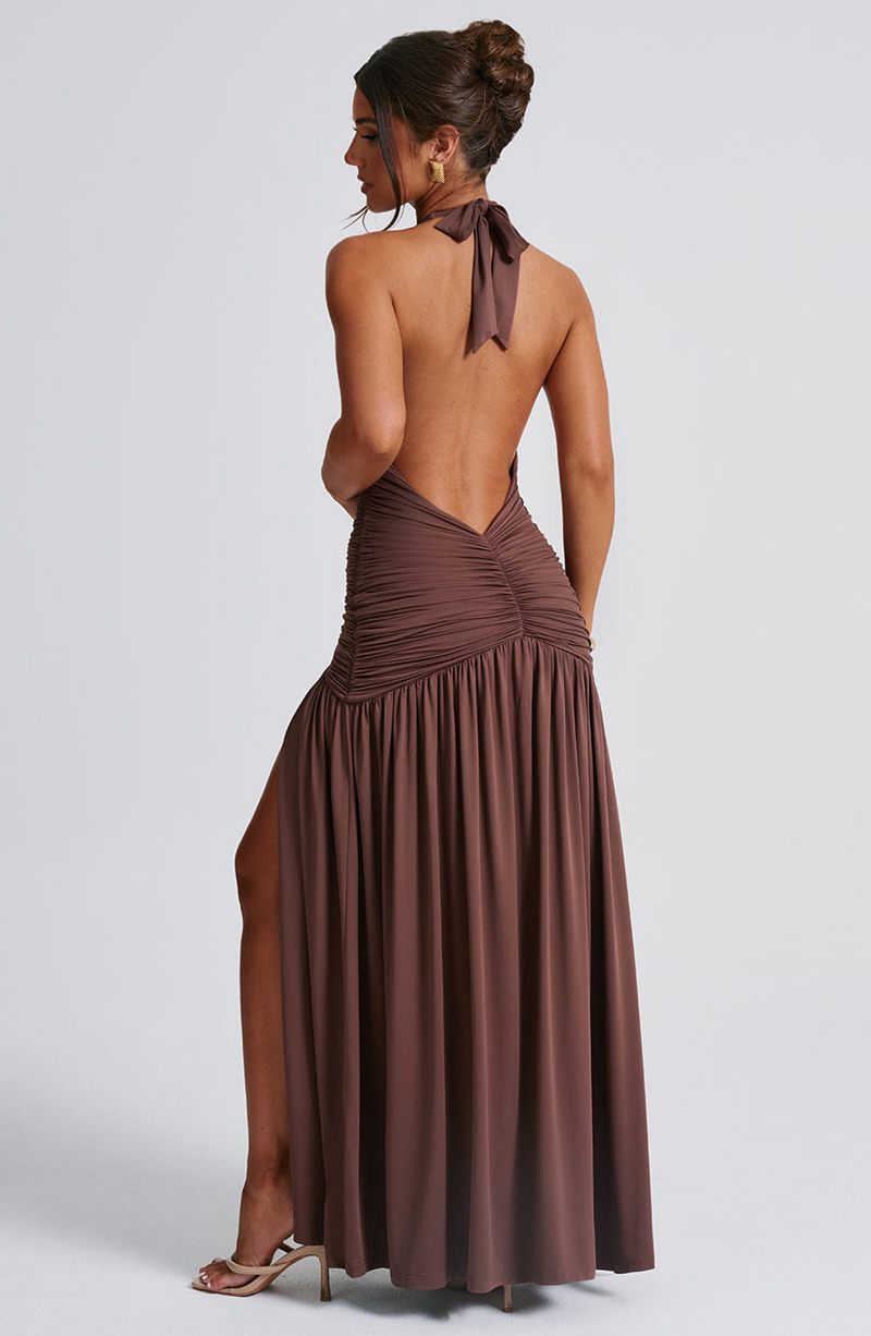 Babyboo Melania Maxi Dress Chocolate USA | 593-OLADZK