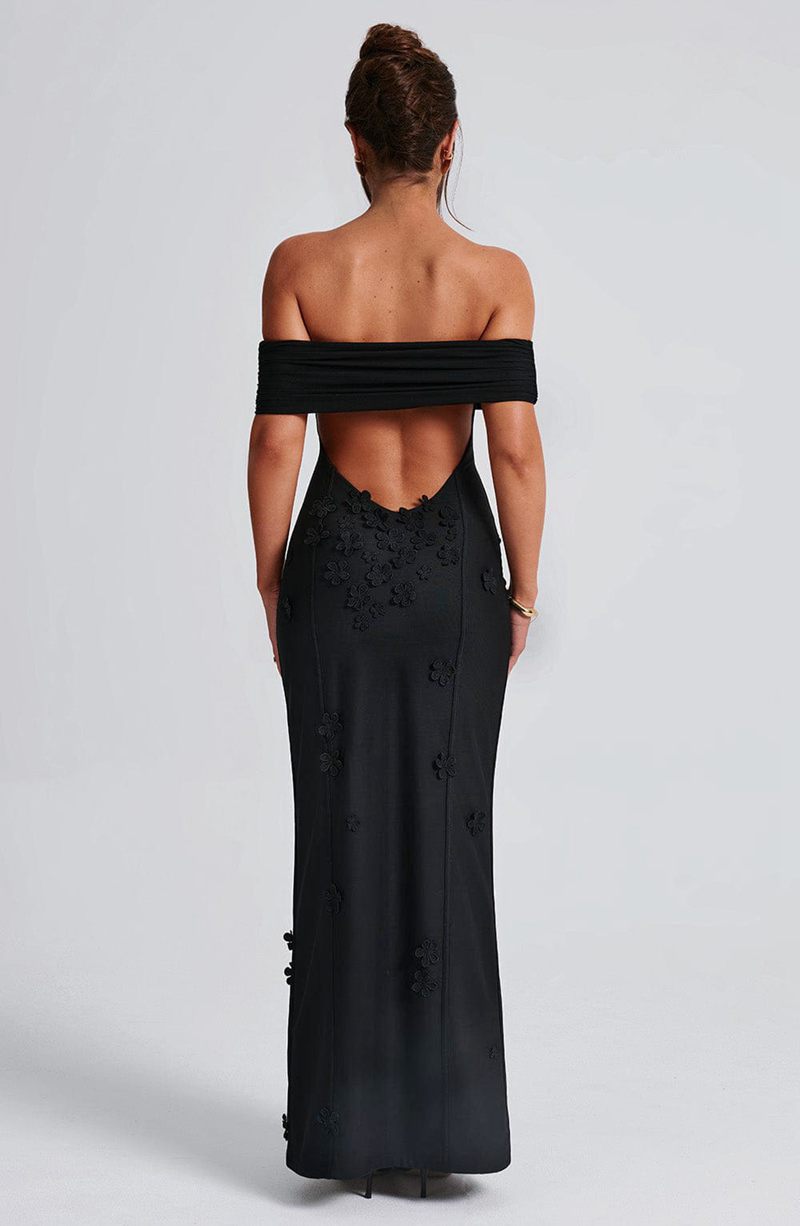 Babyboo Milani Maxi Dress Black USA | 173-GNXVCT