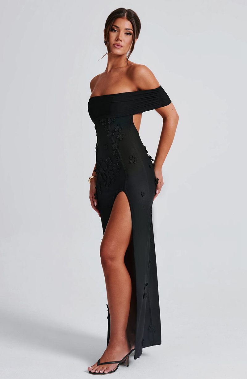 Babyboo Milani Maxi Dress Black USA | 173-GNXVCT