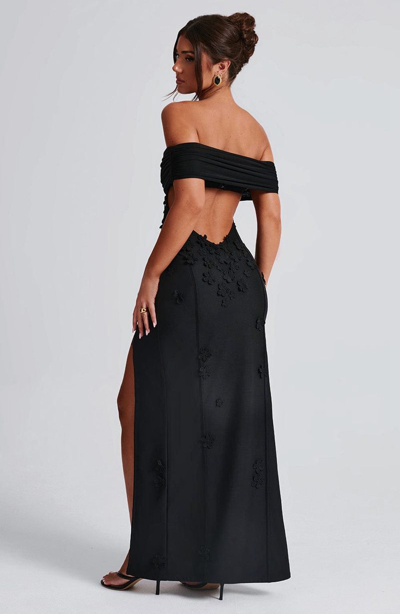 Babyboo Milani Maxi Dress Black USA | 173-GNXVCT