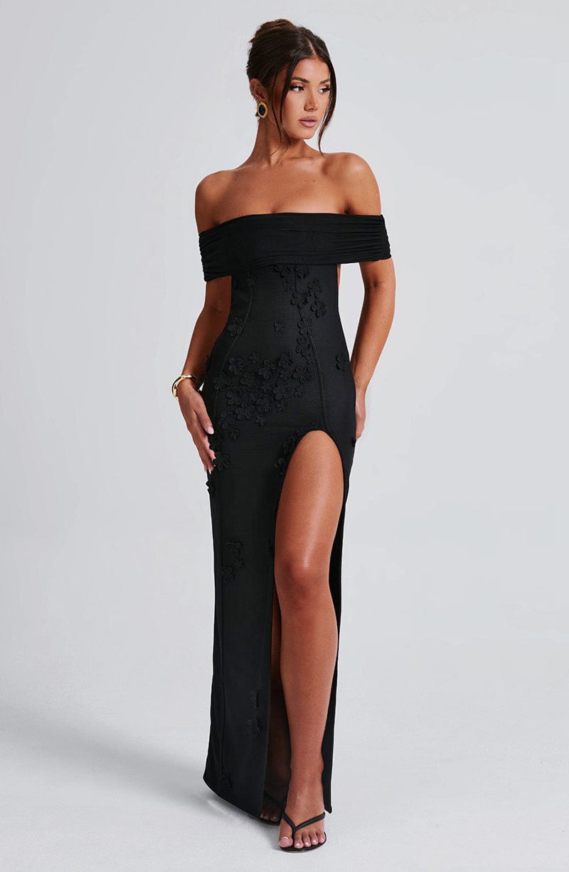 Babyboo Milani Maxi Dress Black USA | 173-GNXVCT