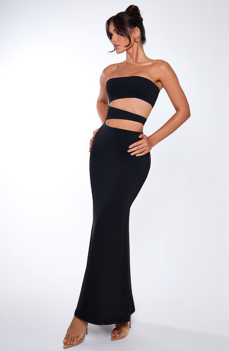 Babyboo Milia Maxi Dress Black USA | 580-GHYSAO