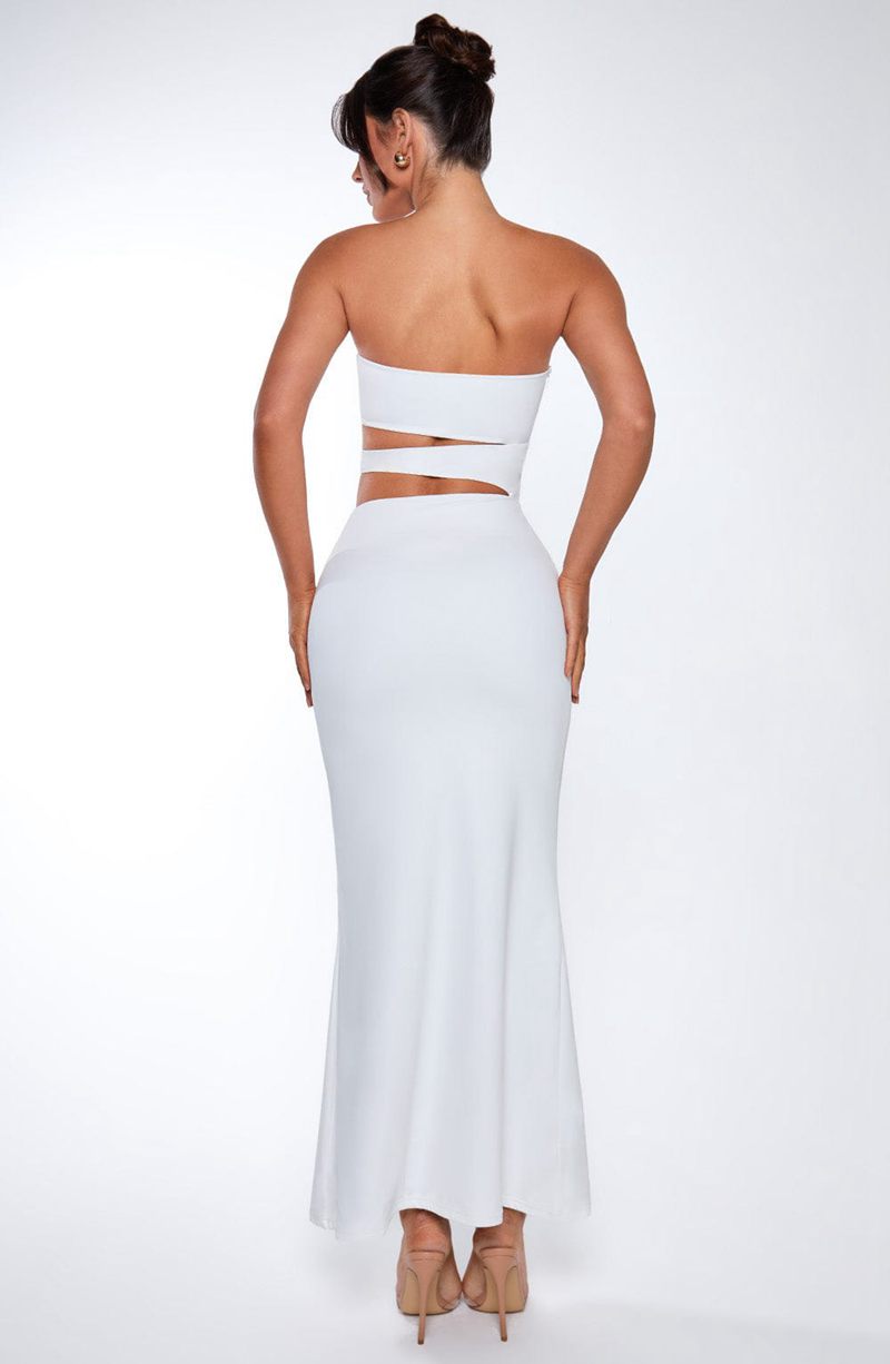 Babyboo Milia Maxi Dress White USA | 612-SOXEWJ