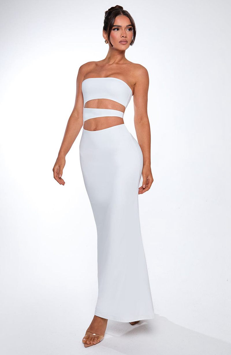 Babyboo Milia Maxi Dress White USA | 612-SOXEWJ