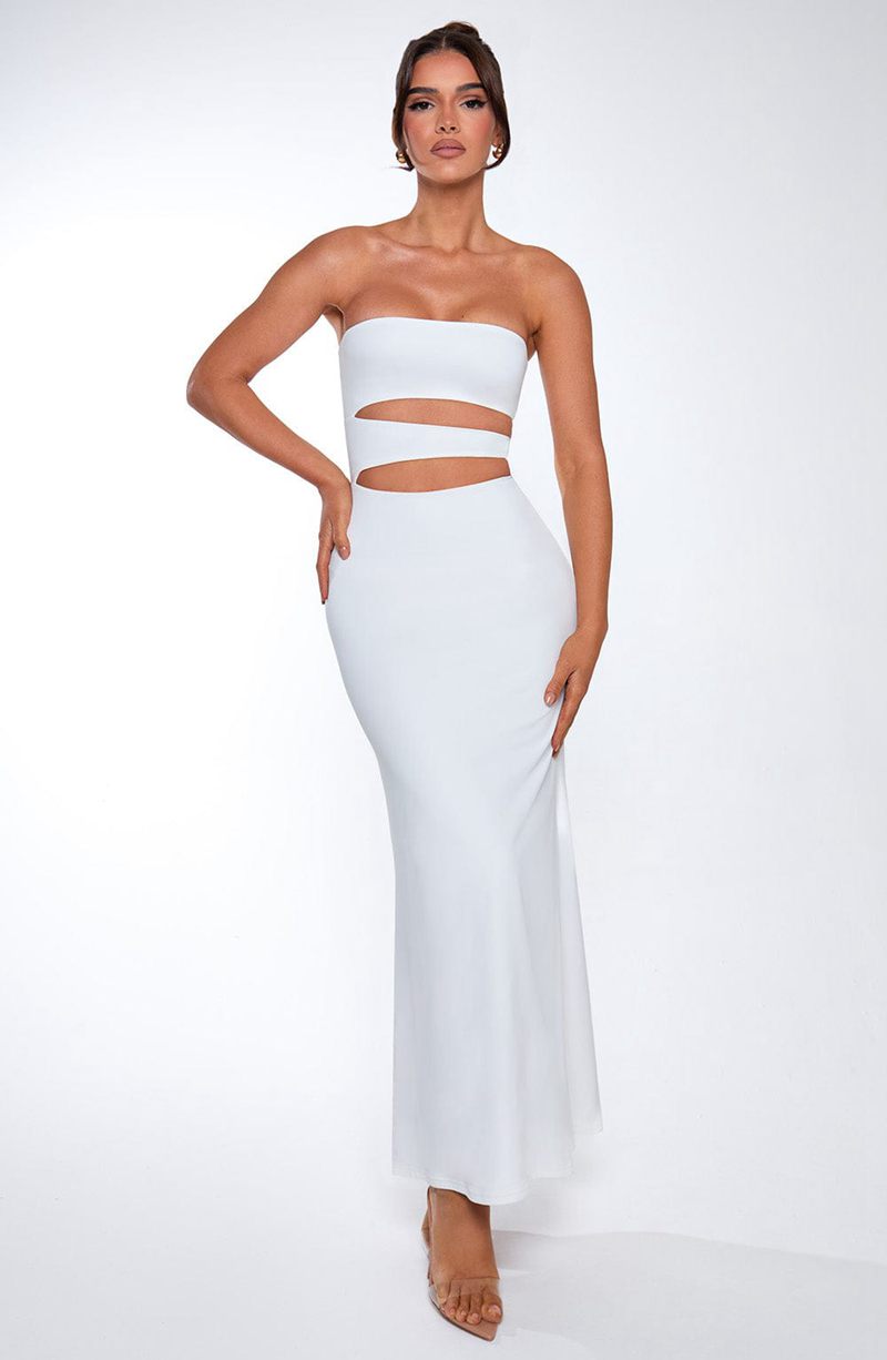 Babyboo Milia Maxi Dress White USA | 612-SOXEWJ