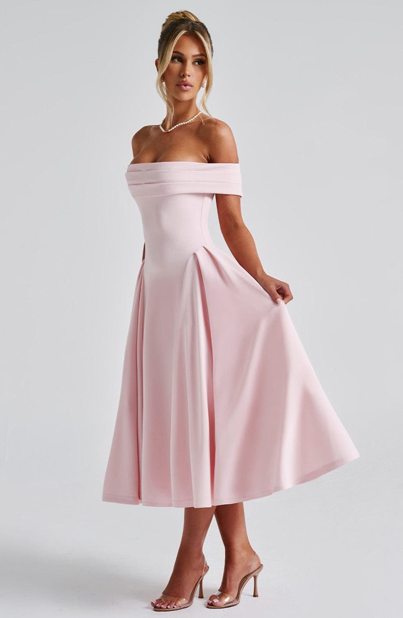 Babyboo Miranda Midi Dress Blush USA | 486-NSUOBV