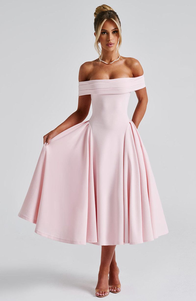 Babyboo Miranda Midi Dress Blush USA | 486-NSUOBV