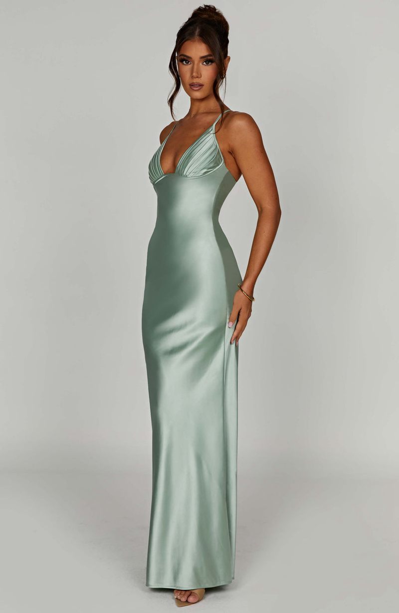 Babyboo Miriam Maxi Dress Sage USA | 156-MYQEAO