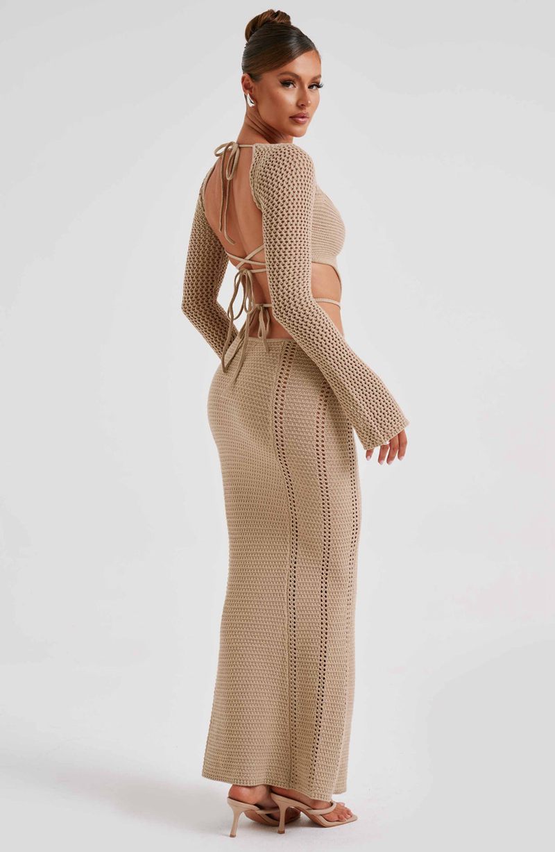 Babyboo Nadine Maxi Dress Beige USA | 258-GQIBHD