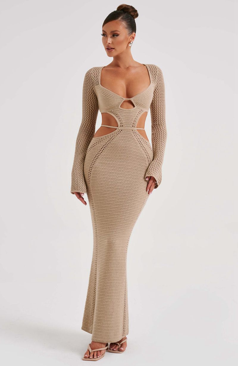 Babyboo Nadine Maxi Dress Beige USA | 258-GQIBHD