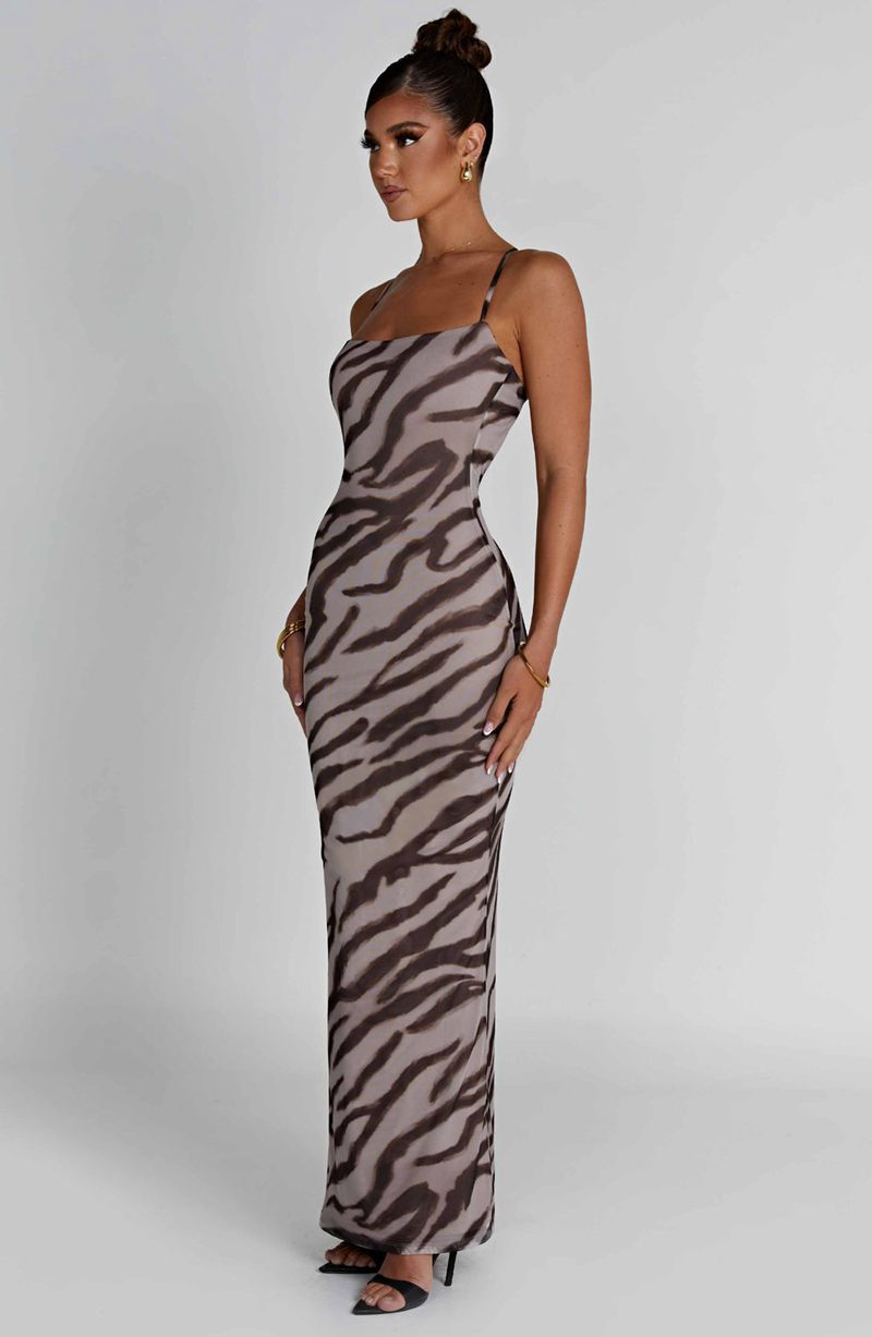 Babyboo Nessa Maxi Dress Zebra Print USA | 263-ZHCKJA