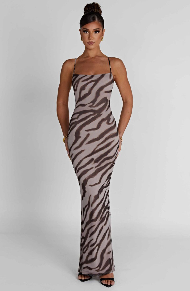 Babyboo Nessa Maxi Dress Zebra Print USA | 263-ZHCKJA