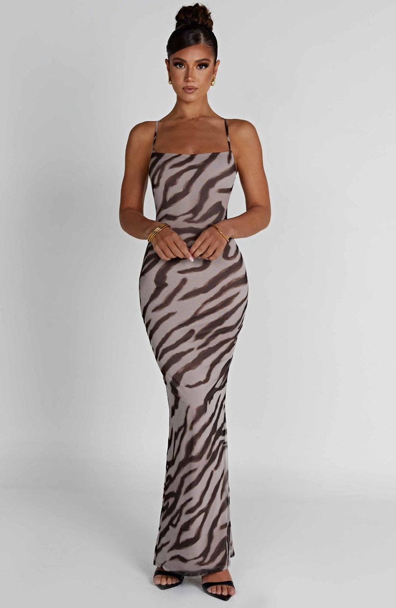 Babyboo Nessa Maxi Dress Zebra Print USA | 263-ZHCKJA