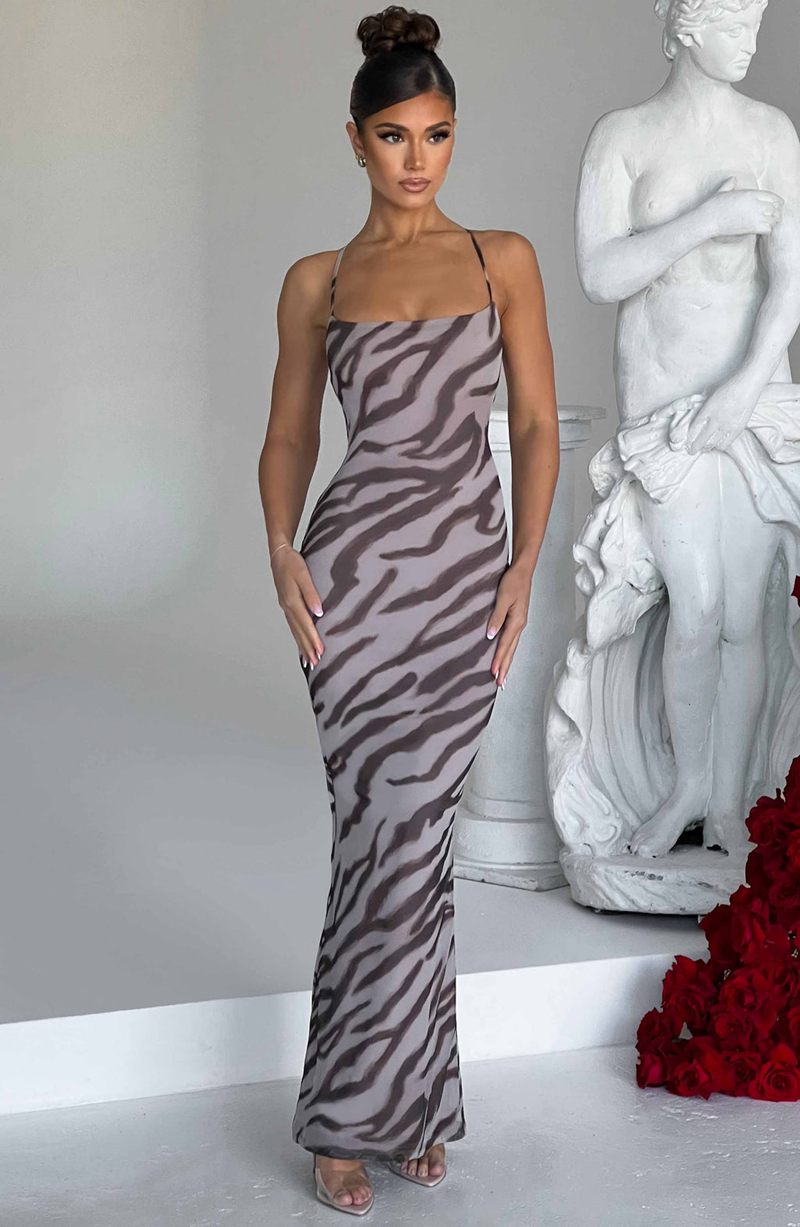 Babyboo Nessa Maxi Dress Zebra Print USA | 263-ZHCKJA