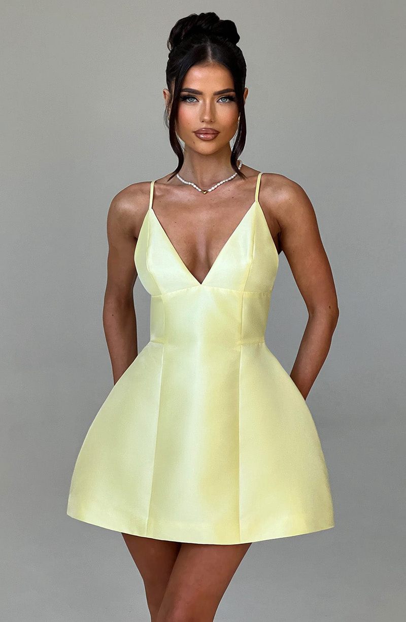 Babyboo Nicole Mini Dress Lemon USA | 357-ILGVAZ