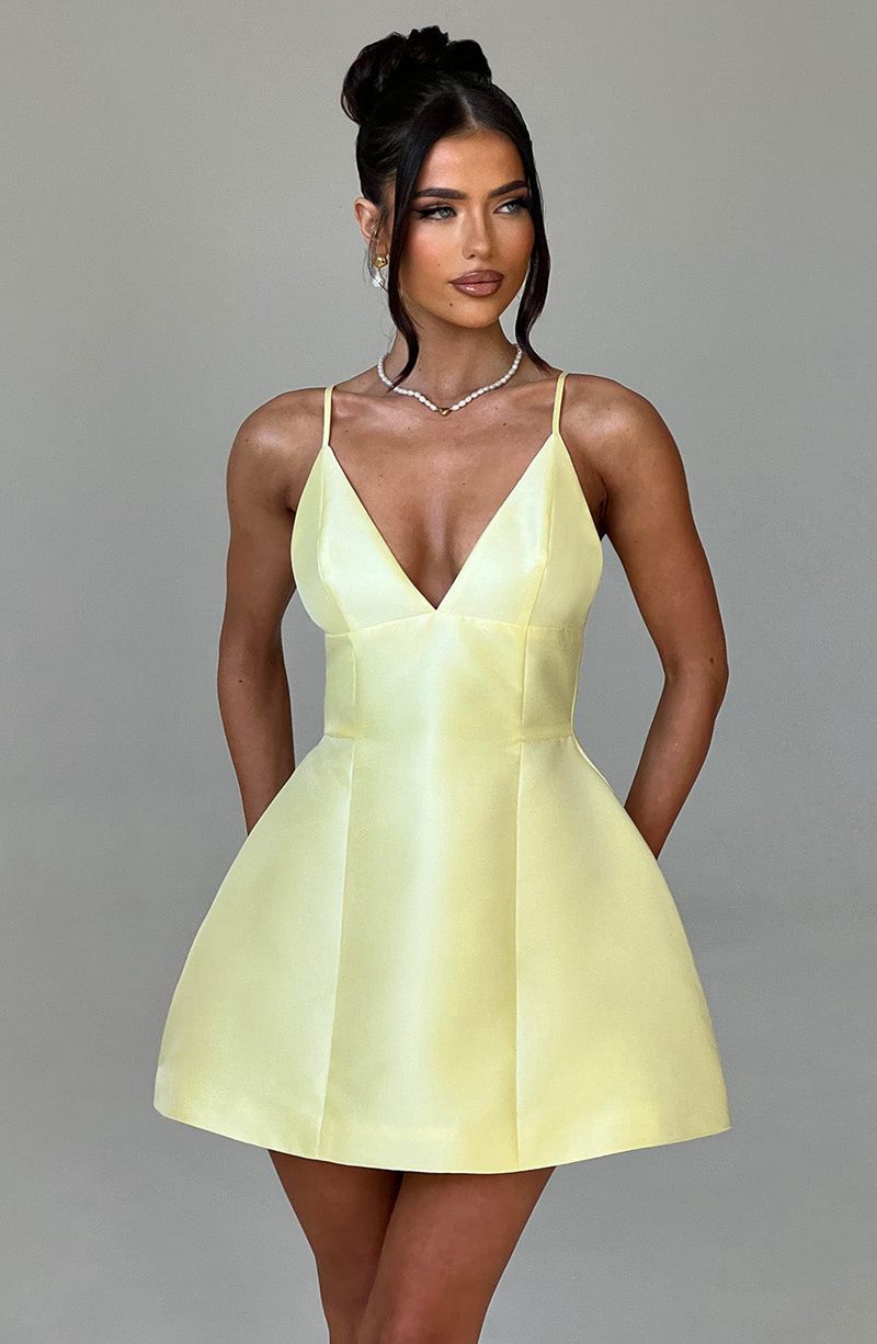 Babyboo Nicole Mini Dress Lemon USA | 357-ILGVAZ